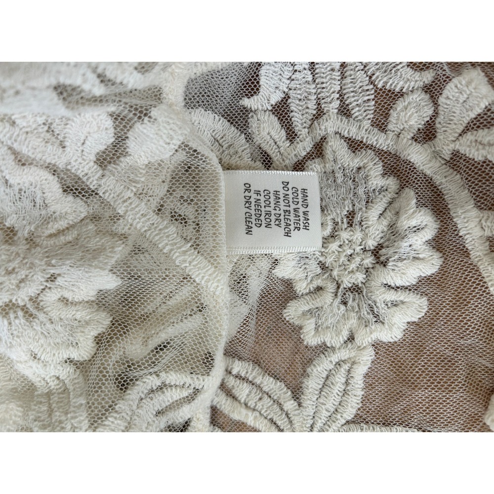 Adiva Womens Cream Lace Floral Embroidered Long Duster Kimono Cardigan Large - Picture 8 of 8
